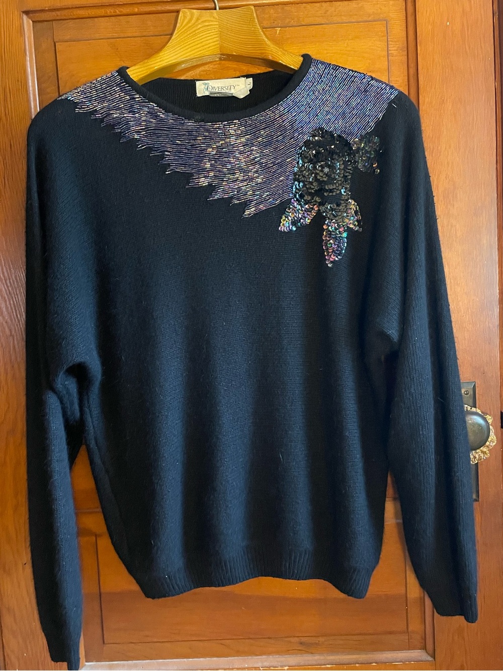 Vintage Diversity Silk Angora wool Beaded Sweater